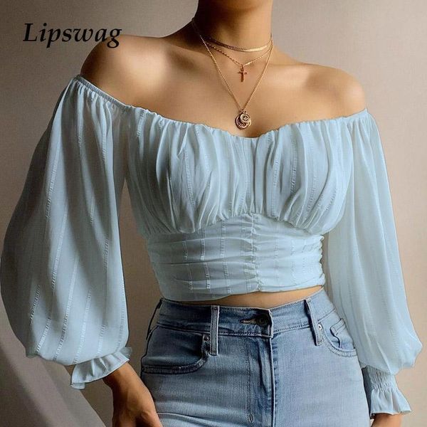 women's blouses & shirts slash neck office ladies blouse elegant lantern sleeve ruffle shirt blusa solid women off-shoulder crop s, White
women's blouses & shirts slash neck office ladies blouse elegant lantern sleeve ruffle shirt blusa solid women off-shoulder crop s, White