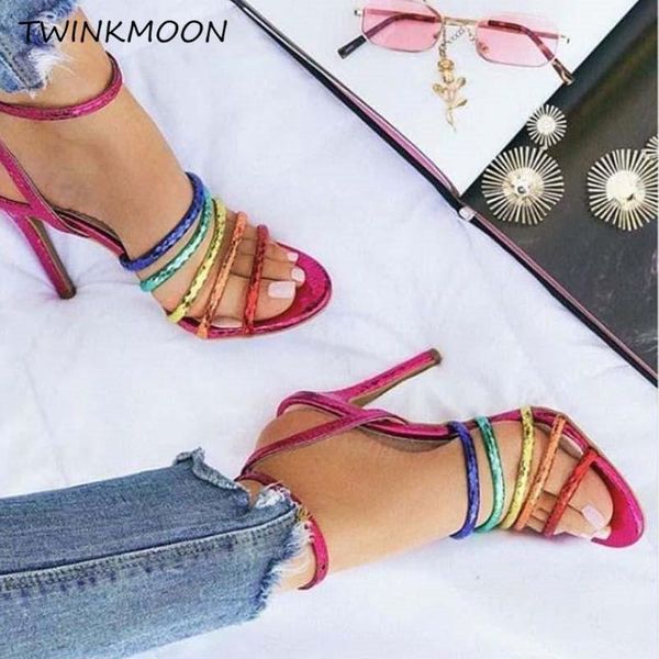 sandals gladiator women rainbow multicolor stiletto shoes high heels open toe ankle strap summer size 35-40, Black
sandals gladiator women rainbow multicolor stiletto shoes high heels open toe ankle strap summer size 35-40, Black