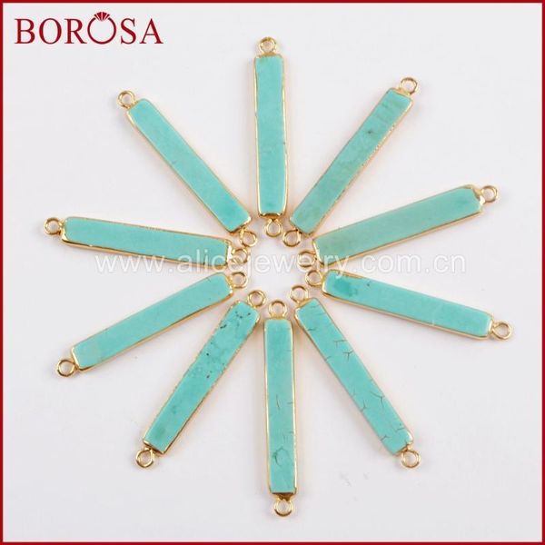 pendants borosa 10pcs gold color howlite tur-quoise bar connector rectangle copper stone double charms for bracelet/necklace g1639, Black
pendants borosa 10pcs gold color howlite tur-quoise bar connector rectangle copper stone double charms for bracelet/necklace g1639, Black