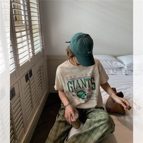 women's t-shirt letter print inner short-sleeved women spring loose all-match casual bottoming shirt round neck n031, White
women's t-shirt letter print inner short-sleeved women spring loose all-match casual bottoming shirt round neck n031, White