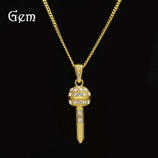 meiya hip hop mini pendant alloy microphone gold plated diamond necklace, Silver
meiya hip hop mini pendant alloy microphone gold plated diamond necklace, Silver