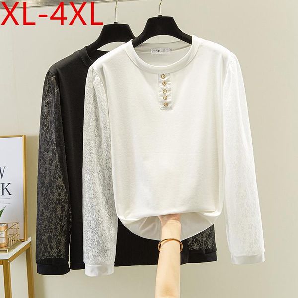 plus size t-shirt women spring autumn o neck lace long sleeve patchwork cotton large loose casual tees xl 2xl 3xl 4xl, Black
plus size t-shirt women spring autumn o neck lace long sleeve patchwork cotton large loose casual tees xl 2xl 3xl 4xl, Black