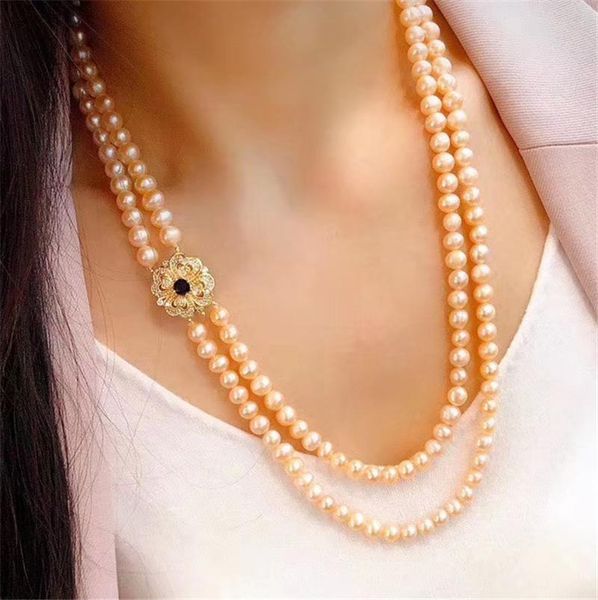 chokers habitoo wholesale 2 strings natural 7-8mm pink freshwater pearl necklace cubic zirconia flower pendant for women jewelry gifts, Golden;silver
chokers habitoo wholesale 2 strings natural 7-8mm pink freshwater pearl necklace cubic zirconia flower pendant for women jewelry gifts, Golden;silver