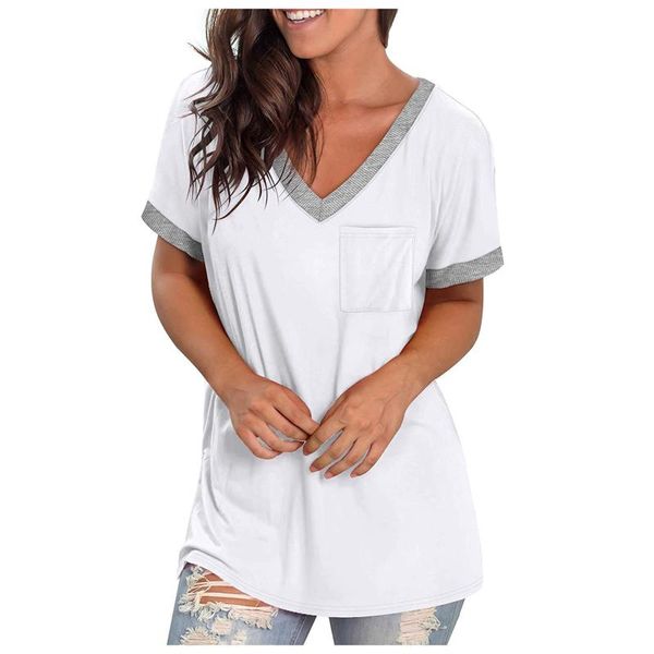 women's blouses & shirts fashion solid women t-shirt short sleeve v-neck streetwear soft loose casual breathable 2021, White
women's blouses & shirts fashion solid women t-shirt short sleeve v-neck streetwear soft loose casual breathable 2021, White