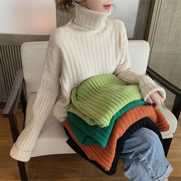 women's sweaters 2021 autumn winter women long sleeve warm knitted pullover turtleneck oversize sweater female loosethick white jumper, White;black
women's sweaters 2021 autumn winter women long sleeve warm knitted pullover turtleneck oversize sweater female loosethick white jumper, White;black