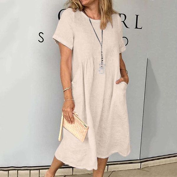 casual dresses street minimalist style women's dress daily wear soild color o-neck pockets maxi loose short sleeve linen, Black;gray
casual dresses street minimalist style women's dress daily wear soild color o-neck pockets maxi loose short sleeve linen, Black;gray