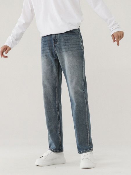 men bleach wash straight leg jeans r6nm#, Blue
men bleach wash straight leg jeans r6nm#, Blue