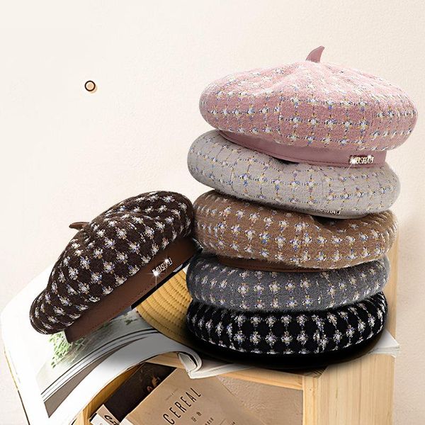 berets korean style spring and autumn fashion women's woolen beret outdoor leisure all-match warm octagonal painter hat, Blue;gray
berets korean style spring and autumn fashion women's woolen beret outdoor leisure all-match warm octagonal painter hat, Blue;gray