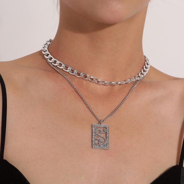pendant necklaces punk elegant thick chains rhinestone dragon necklace for women vintage double layer geometric clavicle jewelry, Silver
pendant necklaces punk elegant thick chains rhinestone dragon necklace for women vintage double layer geometric clavicle jewelry, Silver