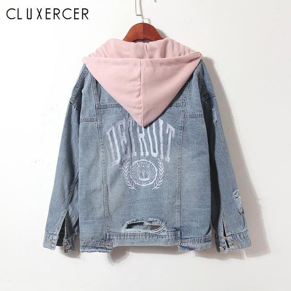 women's jackets spring autumn women denim jacket girls casual loose ripped hole jeans coat korean female hooded outerwear bomber jacket, Black;brown
women's jackets spring autumn women denim jacket girls casual loose ripped hole jeans coat korean female hooded outerwear bomber jacket, Black;brown