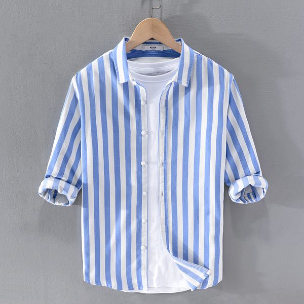 2021 new three-quarter sleeved stripes cotton brand summer for men fashion casual shirt mens comfortable overhemd camisa m8l3, White;black
2021 new three-quarter sleeved stripes cotton brand summer for men fashion casual shirt mens comfortable overhemd camisa m8l3, White;black