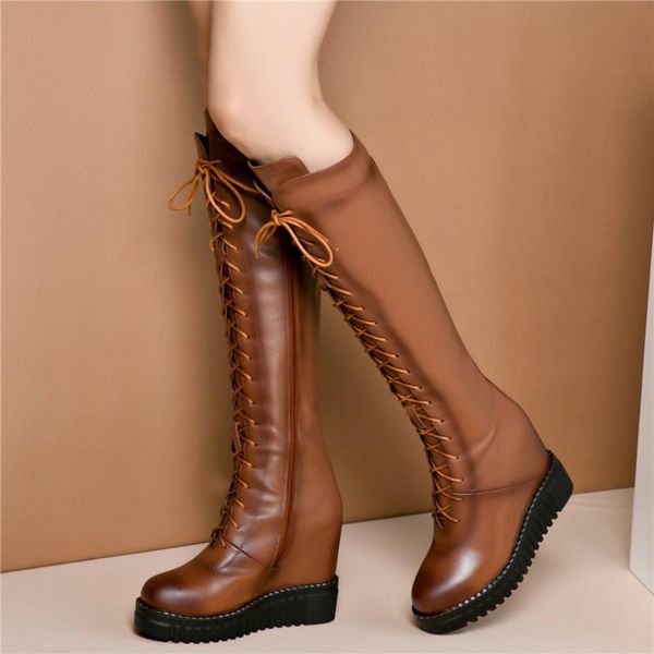 boots 2021 women lace up genuine leather wedges high heel knee female winter warm thigh platform fashion sneakers, Black
boots 2021 women lace up genuine leather wedges high heel knee female winter warm thigh platform fashion sneakers, Black