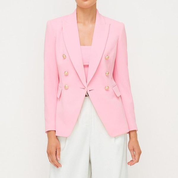 women's suits & blazers women 2021 fashion double breasted blazer coat vintage long sleeve pockets female metal button pink outerwear c, White;black
women's suits & blazers women 2021 fashion double breasted blazer coat vintage long sleeve pockets female metal button pink outerwear c, White;black