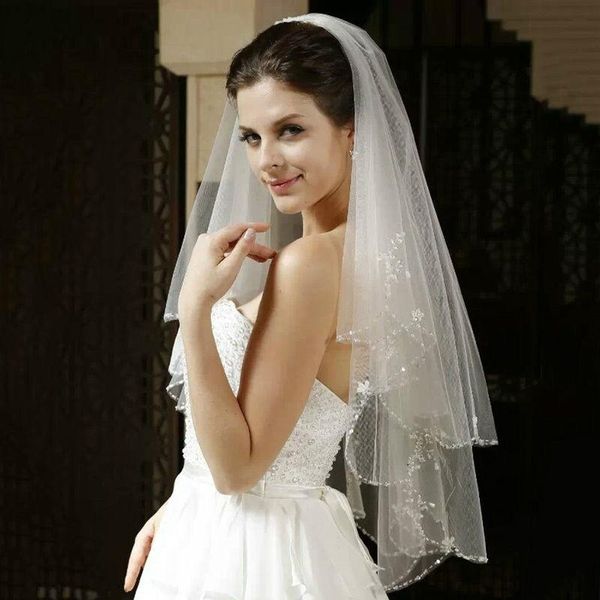 bridal veils white or ivory short wedding veil with crystal edge comb 2 beaded bride, Black
bridal veils white or ivory short wedding veil with crystal edge comb 2 beaded bride, Black