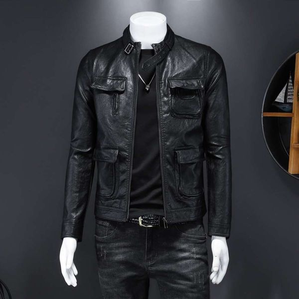 leather men's 2020 spring and autumn korean slim fit short multi pocket casual jacket for men hot, Black;brown
leather men's 2020 spring and autumn korean slim fit short multi pocket casual jacket for men hot, Black;brown