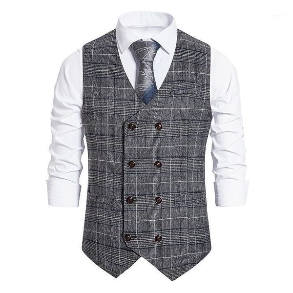 men's vests waiistcoat double-breasted smart casual plaid suit vest eu size, Black;white
men's vests waiistcoat double-breasted smart casual plaid suit vest eu size, Black;white