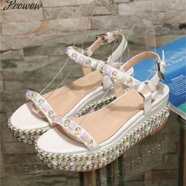 prowow white platform designer open toe rivet wedges shoes for women sandals runway high heels 12cm, Black
prowow white platform designer open toe rivet wedges shoes for women sandals runway high heels 12cm, Black