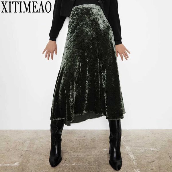 za women autumn winter high waisted skinny female velvet skirt elegant a-line waist 210604, Black
za women autumn winter high waisted skinny female velvet skirt elegant a-line waist 210604, Black