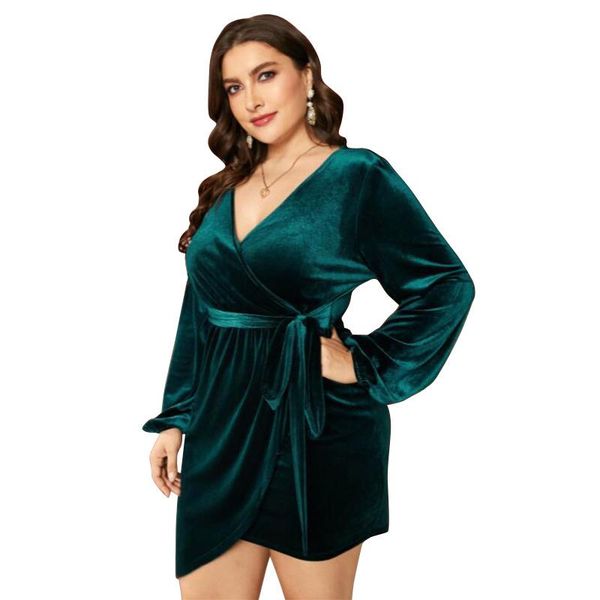 plus size dresses elegant women's gold velvet v-neck lace-up dress fall big clothing 3xl 4xl green long sleeve mini, Black
plus size dresses elegant women's gold velvet v-neck lace-up dress fall big clothing 3xl 4xl green long sleeve mini, Black