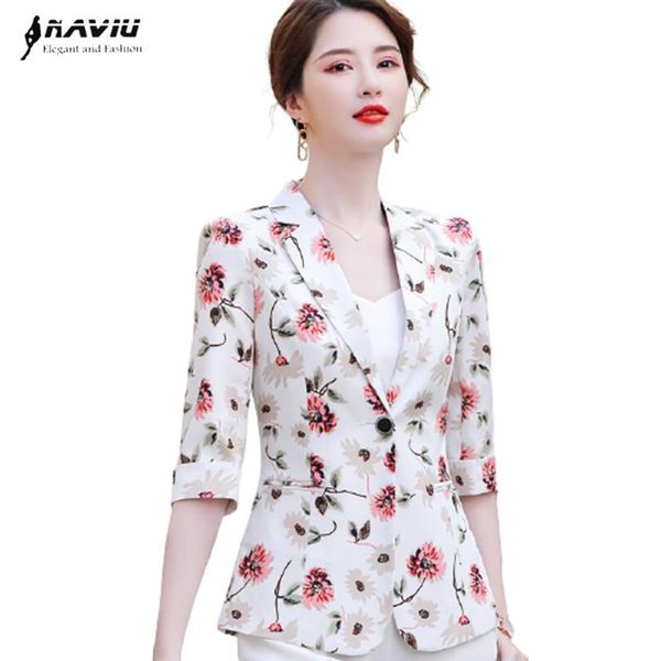 women's suits & blazers printed blazer women summer half sleeve casual tempermant slim fashion formal jacket office ladies work coat, White;black
women's suits & blazers printed blazer women summer half sleeve casual tempermant slim fashion formal jacket office ladies work coat, White;black
