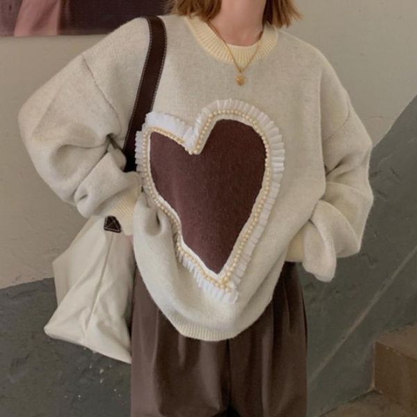 women's sweaters pullover sweater female spring and autumn wear 2021 design sense of love lazy top, White;black
women's sweaters pullover sweater female spring and autumn wear 2021 design sense of love lazy top, White;black