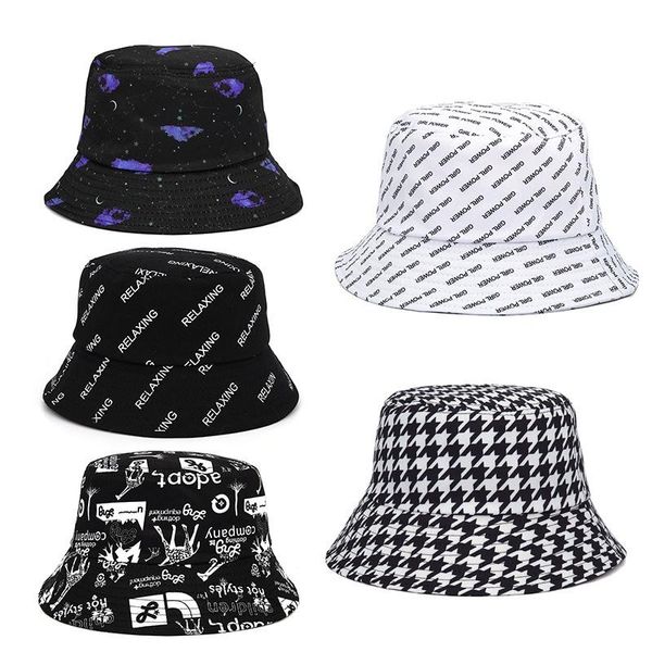 wide brim hats 2021 bucket hat women english letters double side cotton reversible sun protection cap men's panama fisherman, Blue;gray 
wide brim hats 2021 bucket hat women english letters double side cotton reversible sun protection cap men's panama fisherman, Blue;gray