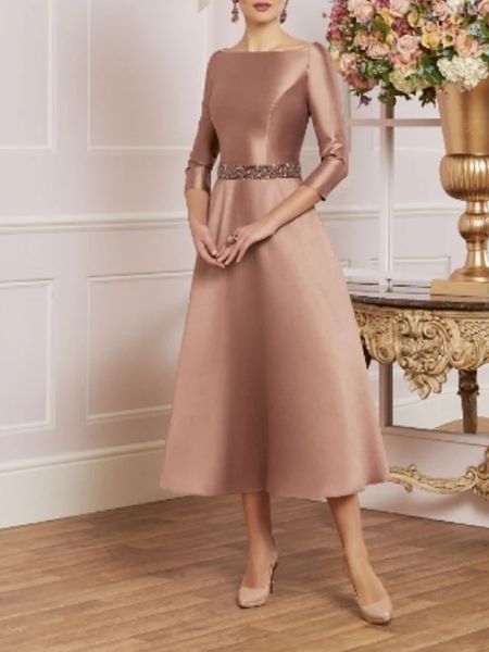 mother of the bride dress plus size elegant vintage scoop tea length satin 3/4 sleeve groom party gown vestidos de noiva, Black;red
mother of the bride dress plus size elegant vintage scoop tea length satin 3/4 sleeve groom party gown vestidos de noiva, Black;red