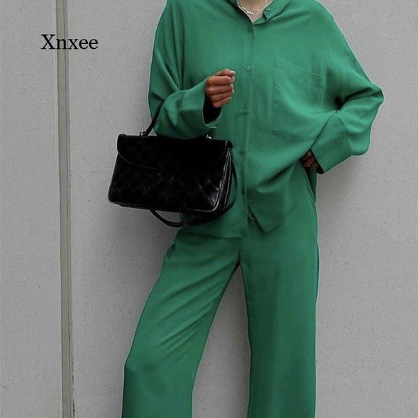 women's two piece pants 2021 spring casual green loose shirt suit fashion solid color long-sleeved ladies soft, White
women's two piece pants 2021 spring casual green loose shirt suit fashion solid color long-sleeved ladies soft, White