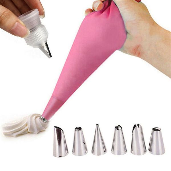 baking & pastry tools 8 pcs/set silicone kitchen accessories icing piping cream bag with 6 stainless steel nozzle diy cake decorating
baking & pastry tools 8 pcs/set silicone kitchen accessories icing piping cream bag with 6 stainless steel nozzle diy cake decorating