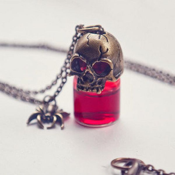 pendant necklaces charms women couple jewelry halloween prank gothic retro blood bottle crystal skull flowers skeleton pendants, Silver
pendant necklaces charms women couple jewelry halloween prank gothic retro blood bottle crystal skull flowers skeleton pendants, Silver