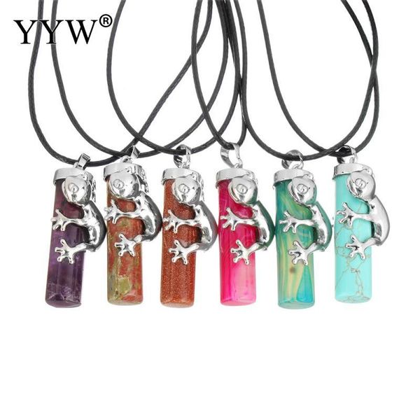 pendant necklaces natural gem stone necklace with pu leather brass 2lnch extender chain animal necklack different materials, Silver
pendant necklaces natural gem stone necklace with pu leather brass 2lnch extender chain animal necklack different materials, Silver