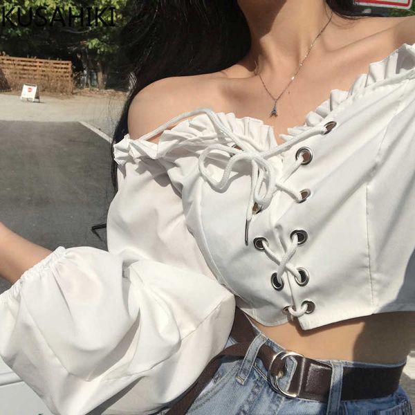 kusahiki off shoulder strapless blouses women spring summer shirt bandage slim crop blusas feminimos 6f678 210602, White
kusahiki off shoulder strapless blouses women spring summer shirt bandage slim crop blusas feminimos 6f678 210602, White