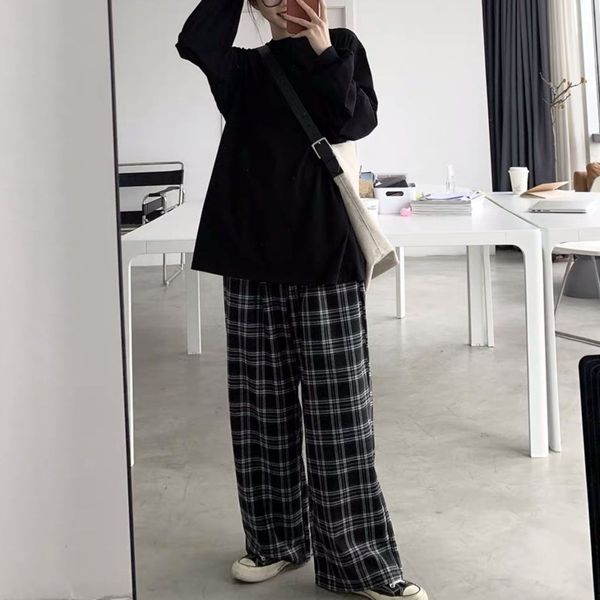 harajuku casual chic plaid trousers 2021 streetwear wide leg pants womens summer trendy hip-hop all-match pants, Black;white
harajuku casual chic plaid trousers 2021 streetwear wide leg pants womens summer trendy hip-hop all-match pants, Black;white