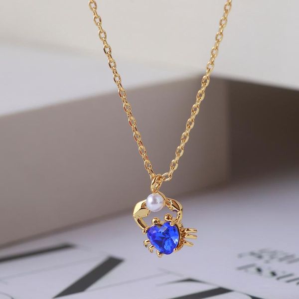 pendant necklaces small fresh sen three-dimensional crab shape inlaid with blue love water drill girl heart necklace collarbone chain, Silver
pendant necklaces small fresh sen three-dimensional crab shape inlaid with blue love water drill girl heart necklace collarbone chain, Silver