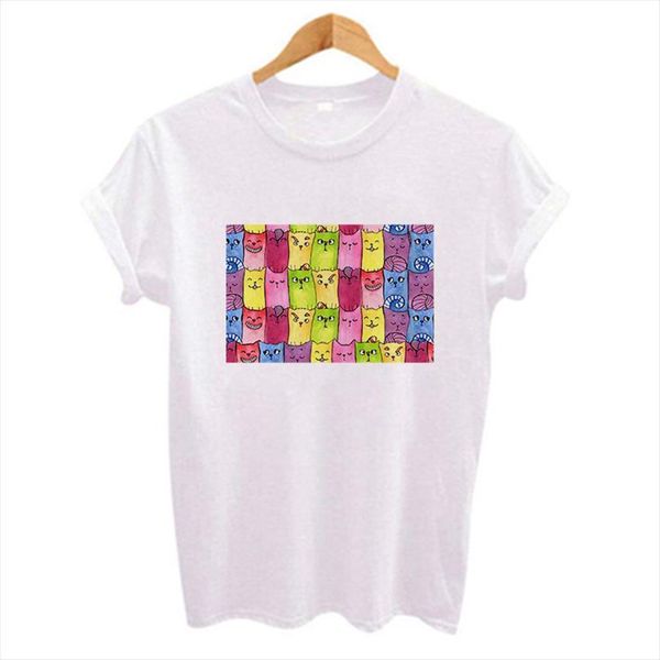 o neck summer simple mens long cat cute colorful printed men and women white tee short sleeve, White;black
o neck summer simple mens long cat cute colorful printed men and women white tee short sleeve, White;black
