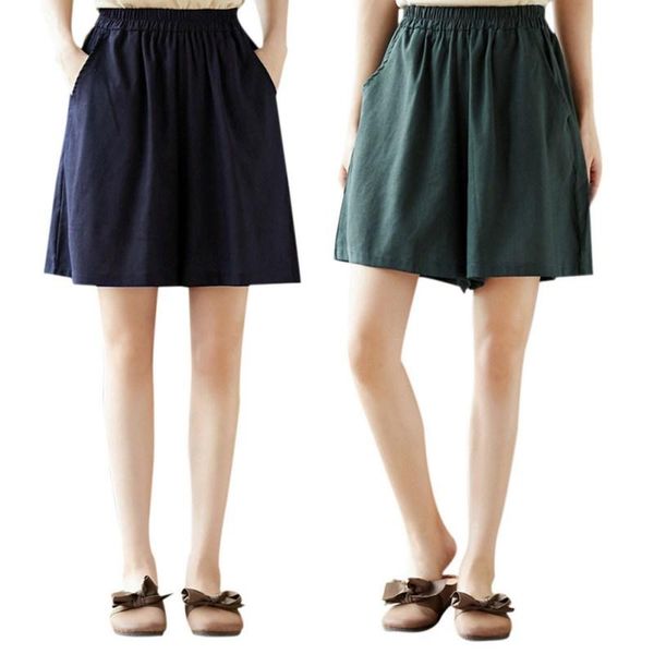 women's shorts women solid color wide leg casual high elastic waist short pants ladies packets thin section, White;black
women's shorts women solid color wide leg casual high elastic waist short pants ladies packets thin section, White;black