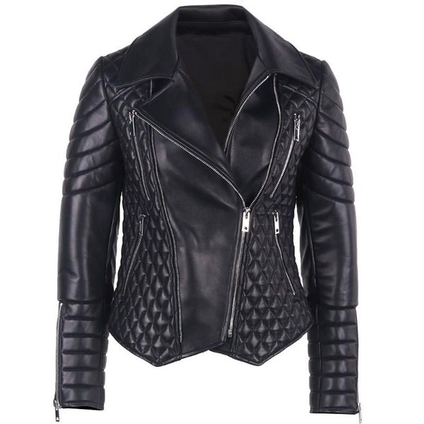 women's leather & faux yoloagian ladies genuine jacket women slim motorcycle, Black
women's leather & faux yoloagian ladies genuine jacket women slim motorcycle, Black