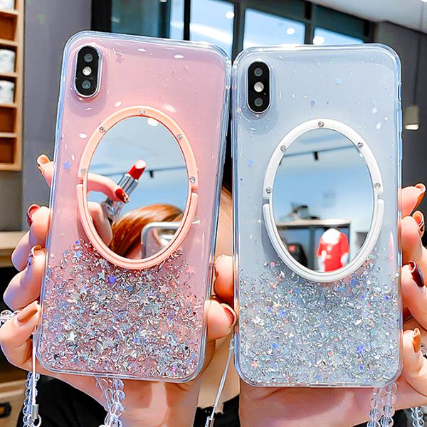 luxury makeup mirror sequins lanyard phone case for iphone 11 pro max xs max x 6 7 8 plus glitter epoxy holder stand soft cover
luxury makeup mirror sequins lanyard phone case for iphone 11 pro max xs max x 6 7 8 plus glitter epoxy holder stand soft cover
