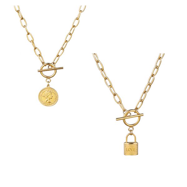 stainless steel for women vintage coin lock pendant multiple layered s gothic thick chain necklace jewelry gift, Silver
stainless steel for women vintage coin lock pendant multiple layered s gothic thick chain necklace jewelry gift, Silver