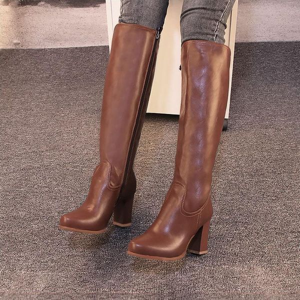 boots women leather knee high thick heels western riding side zip round toe brown shoes female 2021 autumn, Black
boots women leather knee high thick heels western riding side zip round toe brown shoes female 2021 autumn, Black