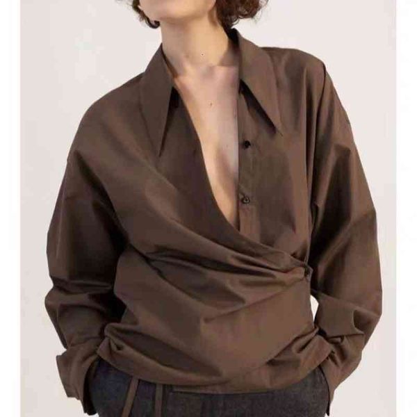 women's blouses & shirts irregular weaning shirt with pointed collar, side buttons and waist, White
women's blouses & shirts irregular weaning shirt with pointed collar, side buttons and waist, White