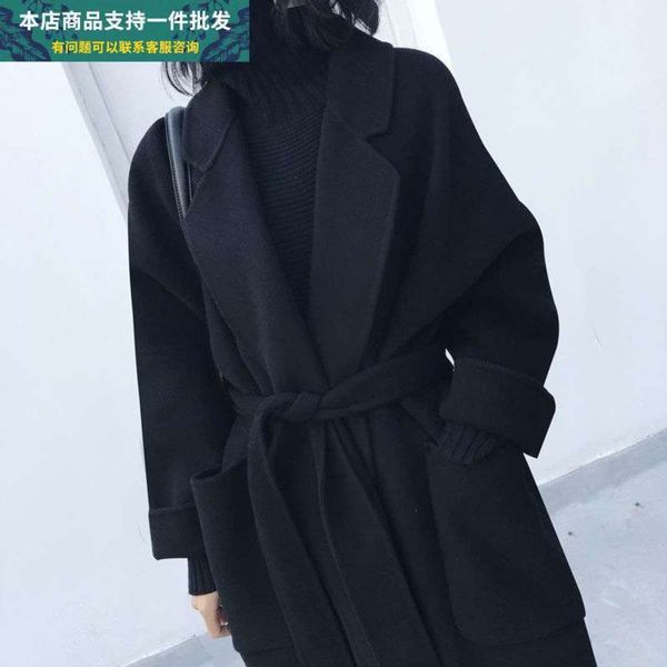 double sided silhouette cashmere wool coat women's winter hepburn black medium long loose, Black;brown
double sided silhouette cashmere wool coat women's winter hepburn black medium long loose, Black;brown