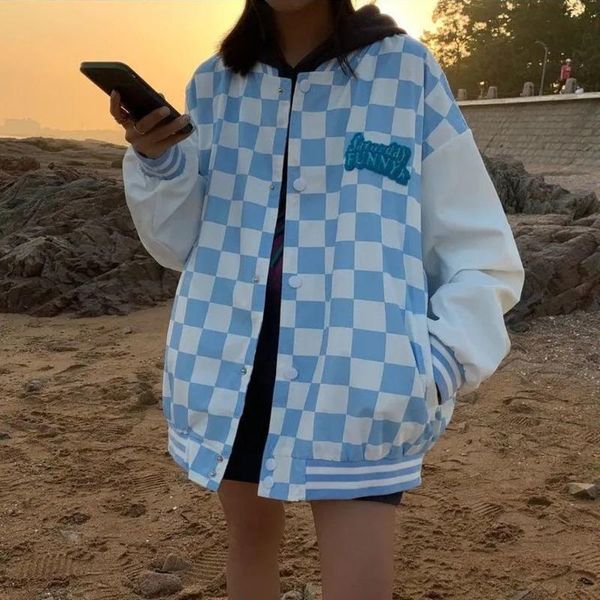 women's jackets bomber jacket women baseball uniform plaid printed versatile loose american autumn coat harajuku streetwear vintage clo, Black;brown
women's jackets bomber jacket women baseball uniform plaid printed versatile loose american autumn coat harajuku streetwear vintage clo, Black;brown