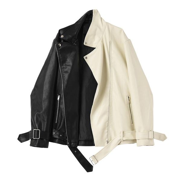 women's leather & faux yizzhoy spring autumn women moto bike coat casual loose outwear splicing black white pu jacket with belt
women's leather & faux yizzhoy spring autumn women moto bike coat casual loose outwear splicing black white pu jacket with belt