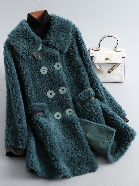 women's fur & faux 2021women winter real wool coat lady fashion genuine sheep shearing jakcet female elegant solid thick warm outerwear, Black
women's fur & faux 2021women winter real wool coat lady fashion genuine sheep shearing jakcet female elegant solid thick warm outerwear, Black
