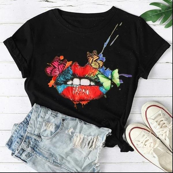 fashion women summer color lips painted t shirt o neck short sleeve butterfly graphic tshirt tees female harajuku t shirt, White
fashion women summer color lips painted t shirt o neck short sleeve butterfly graphic tshirt tees female harajuku t shirt, White