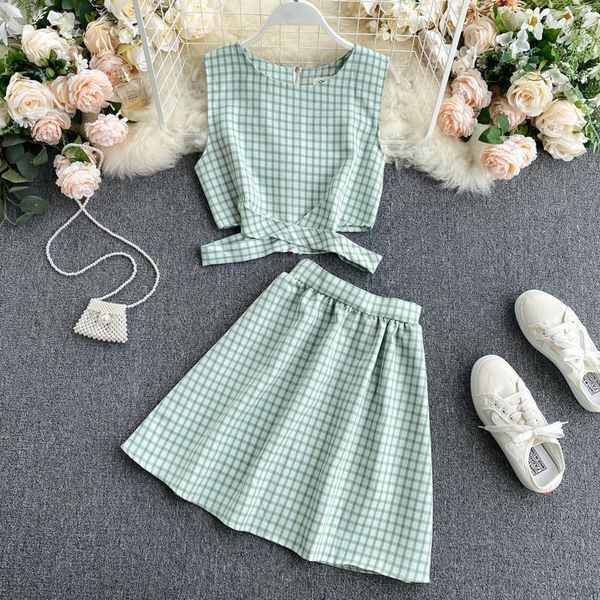 singrain women plaid skirt suits hollow criss cross zipper blouse mini pleated a-line skirts college style two pieces set, Gray
singrain women plaid skirt suits hollow criss cross zipper blouse mini pleated a-line skirts college style two pieces set, Gray