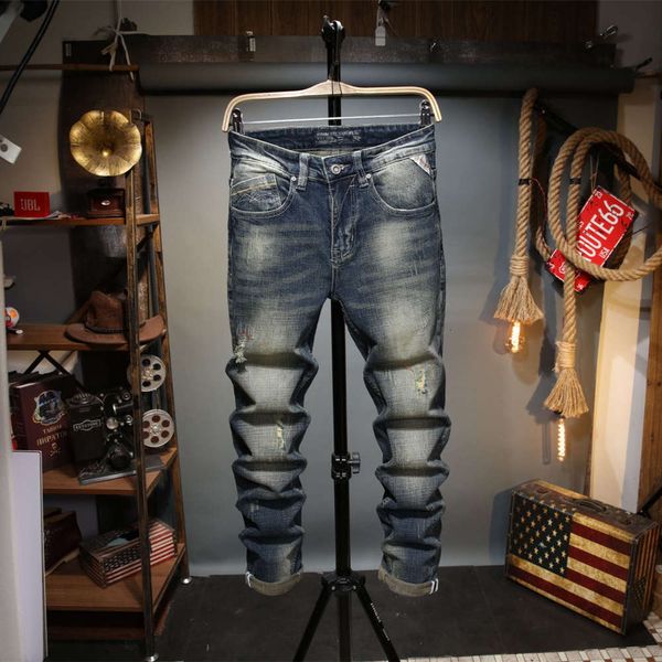 2021fashion brand pierced jeans slim fit small feet trend versatile patch men's nostalgic pants, Blue
2021fashion brand pierced jeans slim fit small feet trend versatile patch men's nostalgic pants, Blue