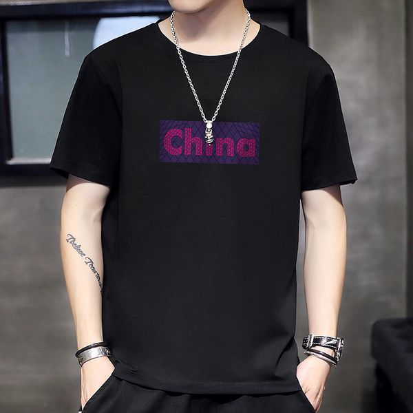 2020 summer new printed men's short sleeve t-shirt, White;black 
2020 summer new printed men's short sleeve t-shirt, White;black
