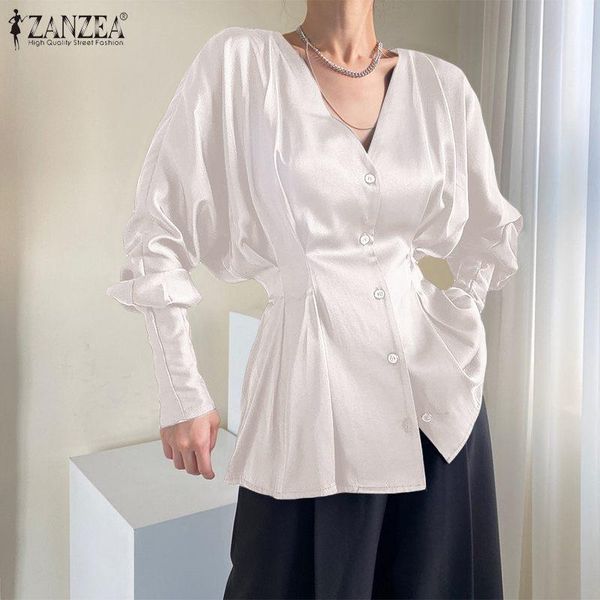 women's blouses & shirts 5xl casual loose blusas v neck 2021 zanzea summer women stylish long sleeve elegant satin silk puff shirt, White
women's blouses & shirts 5xl casual loose blusas v neck 2021 zanzea summer women stylish long sleeve elegant satin silk puff shirt, White